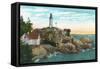 View of Point Atkinson Lighthouse - Vancouver, BC, Canada-Lantern Press-Framed Stretched Canvas