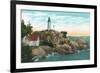 View of Point Atkinson Lighthouse - Vancouver, BC, Canada-Lantern Press-Framed Premium Giclee Print