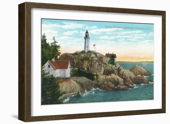 View of Point Atkinson Lighthouse - Vancouver, BC, Canada-Lantern Press-Framed Art Print