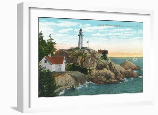 View of Point Atkinson Lighthouse - Vancouver, BC, Canada-Lantern Press-Framed Art Print