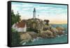 View of Point Atkinson Lighthouse - Vancouver, BC, Canada-Lantern Press-Framed Stretched Canvas