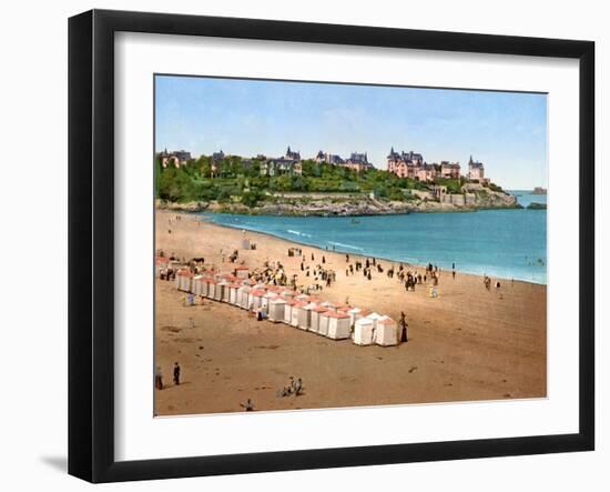 View of Pointe De La Malouine from the Plage De L'Ecluse, Dinard, 1890-1900-null-Framed Photographic Print