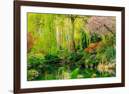 View of pond in garden, Butchart Gardens, Vancouver Island, British Columbia, Canada-Pete Saloutos-Framed Photographic Print