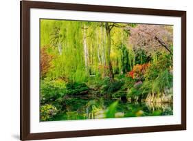 View of pond in garden, Butchart Gardens, Vancouver Island, British Columbia, Canada-Pete Saloutos-Framed Photographic Print