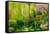 View of pond in garden, Butchart Gardens, Vancouver Island, British Columbia, Canada-Pete Saloutos-Framed Stretched Canvas