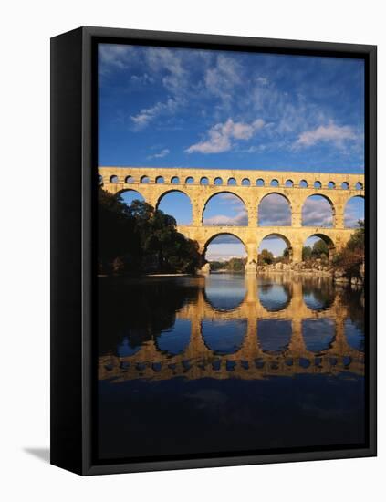 View of Pont Du Gard Bridge, Gardon River, Languedoc, France-David Barnes-Framed Stretched Canvas