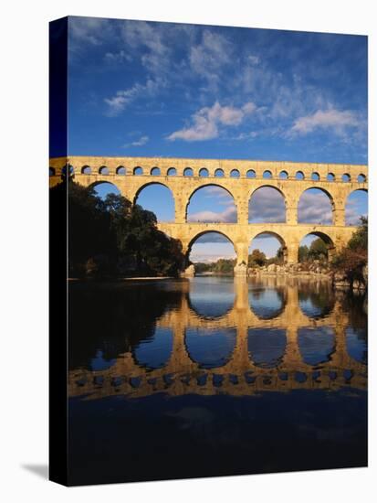 View of Pont Du Gard Bridge, Gardon River, Languedoc, France-David Barnes-Stretched Canvas