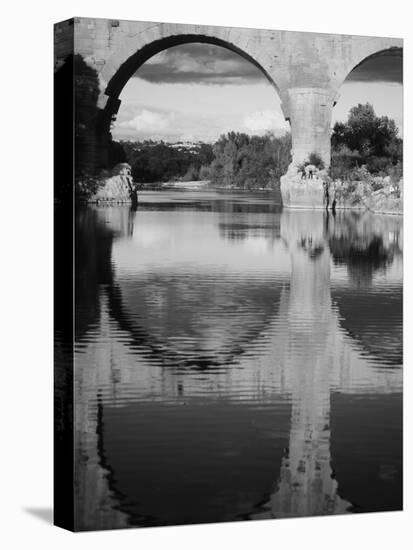 View of Pont Du Gard Bridge, Gardon River, Languedoc, France-David Barnes-Stretched Canvas