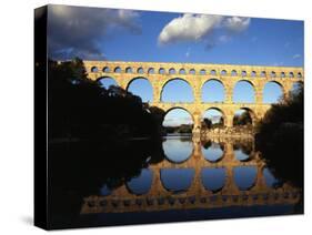 View of Pont Du Gard Bridge, Gardon River, Languedoc, France-David Barnes-Stretched Canvas