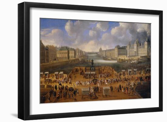 View of Pont Neuf with the Carriage Race of King Louis XIV, 1665-null-Framed Giclee Print