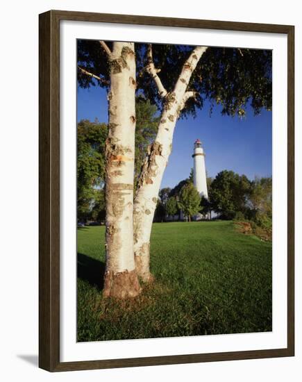 View of Ponte Aux Barques Lighthouse, Michigan, USA-Adam Jones-Framed Premium Photographic Print