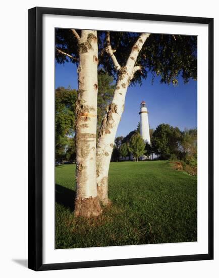 View of Ponte Aux Barques Lighthouse, Michigan, USA-Adam Jones-Framed Premium Photographic Print