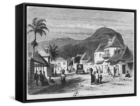 View of Port Louis, Rue Desforges, Mauritius, 1861-French School-Framed Stretched Canvas