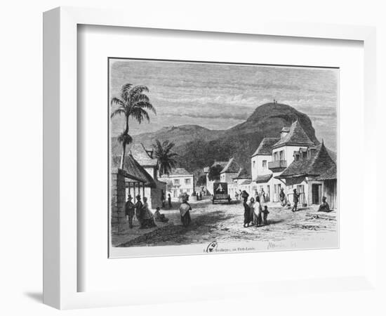 View of Port Louis, Rue Desforges, Mauritius, 1861-French School-Framed Giclee Print