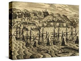 View of Port of Acapulco in Mexico-Theodore de Bry-Stretched Canvas