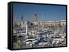 View of Port Vell Showing Columbus Monument, Barcelona, Catalonia, Spain, Europe-Adina Tovy-Framed Stretched Canvas