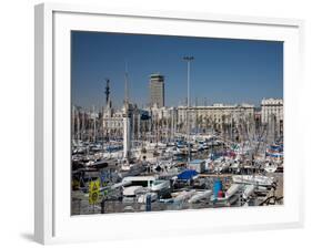 View of Port Vell Showing Columbus Monument, Barcelona, Catalonia, Spain, Europe-Adina Tovy-Framed Photographic Print