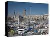 View of Port Vell Showing Columbus Monument, Barcelona, Catalonia, Spain, Europe-Adina Tovy-Stretched Canvas