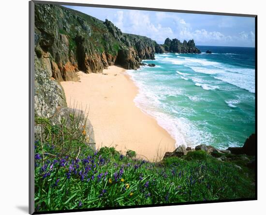 View of Porthcurno Beach, Cornwall, England, Great Britain-null-Mounted Art Print