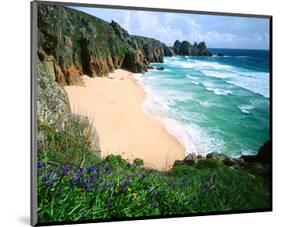 View of Porthcurno Beach, Cornwall, England, Great Britain-null-Mounted Art Print