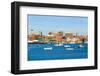 View of Portland Harbor boats with south Portland skyline, Portland, Maine-null-Framed Photographic Print