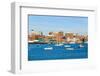 View of Portland Harbor boats with south Portland skyline, Portland, Maine-null-Framed Photographic Print