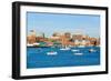 View of Portland Harbor boats with south Portland skyline, Portland, Maine-null-Framed Photographic Print