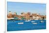 View of Portland Harbor boats with south Portland skyline, Portland, Maine-null-Framed Photographic Print