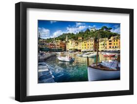 View of Portofino Inner Harbor, Liguria, Italy-George Oze-Framed Photographic Print