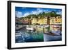 View of Portofino Inner Harbor, Liguria, Italy-George Oze-Framed Premium Photographic Print