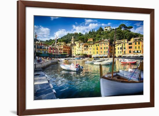 View of Portofino Inner Harbor, Liguria, Italy-George Oze-Framed Photographic Print