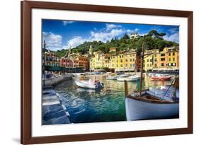 View of Portofino Inner Harbor, Liguria, Italy-George Oze-Framed Photographic Print