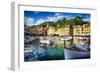 View of Portofino Inner Harbor, Liguria, Italy-George Oze-Framed Photographic Print