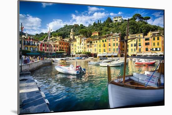 View of Portofino Inner Harbor, Liguria, Italy-George Oze-Mounted Photographic Print