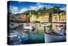 View of Portofino Inner Harbor, Liguria, Italy-George Oze-Stretched Canvas