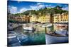 View of Portofino Inner Harbor, Liguria, Italy-George Oze-Stretched Canvas