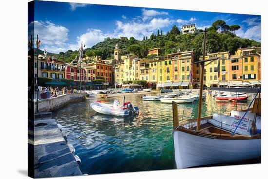 View of Portofino Inner Harbor, Liguria, Italy-George Oze-Stretched Canvas