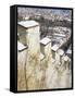View of Prague from Snow-Covered Gothic Hunger Wall on Petrin Hill, Prague, Czech Republic-Richard Nebesky-Framed Stretched Canvas