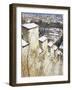 View of Prague from Snow-Covered Gothic Hunger Wall on Petrin Hill, Prague, Czech Republic-Richard Nebesky-Framed Photographic Print