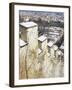 View of Prague from Snow-Covered Gothic Hunger Wall on Petrin Hill, Prague, Czech Republic-Richard Nebesky-Framed Photographic Print