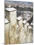 View of Prague from Snow-Covered Gothic Hunger Wall on Petrin Hill, Prague, Czech Republic-Richard Nebesky-Mounted Photographic Print