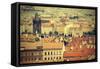 View of Prague with Charles Bridge, Czech Republic, Vintage Retro Style.-Maciej Bledowski-Framed Stretched Canvas