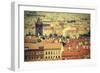 View of Prague with Charles Bridge, Czech Republic, Vintage Retro Style.-Maciej Bledowski-Framed Photographic Print