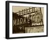 View of Public Market Neon Sign and Pike Place Market, Seattle, Washington, USA-Walter Bibikow-Framed Photographic Print