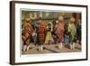 View of Pueblo Women Selling Pottery by a Train-Lantern Press-Framed Art Print