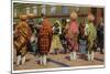 View of Pueblo Women Selling Pottery by a Train-Lantern Press-Mounted Art Print