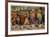 View of Pueblo Women Selling Pottery by a Train-Lantern Press-Framed Premium Giclee Print
