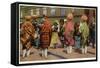 View of Pueblo Women Selling Pottery by a Train-Lantern Press-Framed Stretched Canvas