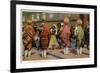 View of Pueblo Women Selling Pottery by a Train-Lantern Press-Framed Art Print