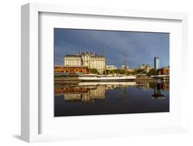 View of Puerto Madero and the museum ship ARA Presidente Sarmiento, City of Buenos Aires, Buenos Ai-Karol Kozlowski-Framed Photographic Print